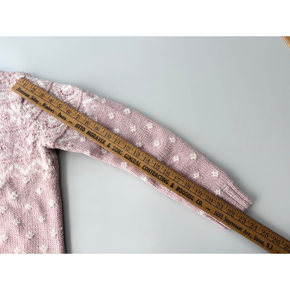 Lauren Ralph Lauren Pink Fair Isle Wool Mohair Hand Knit Mock Neck Sweater S - Picture 6 of 8